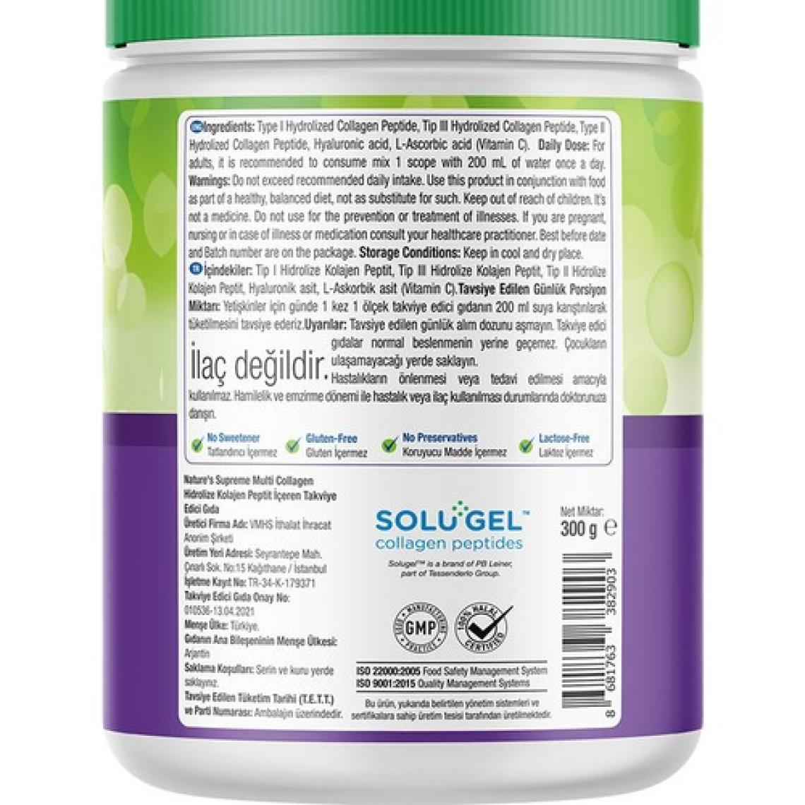 Nature's Supreme Multi Collagen Aromasız Powder 300 gr