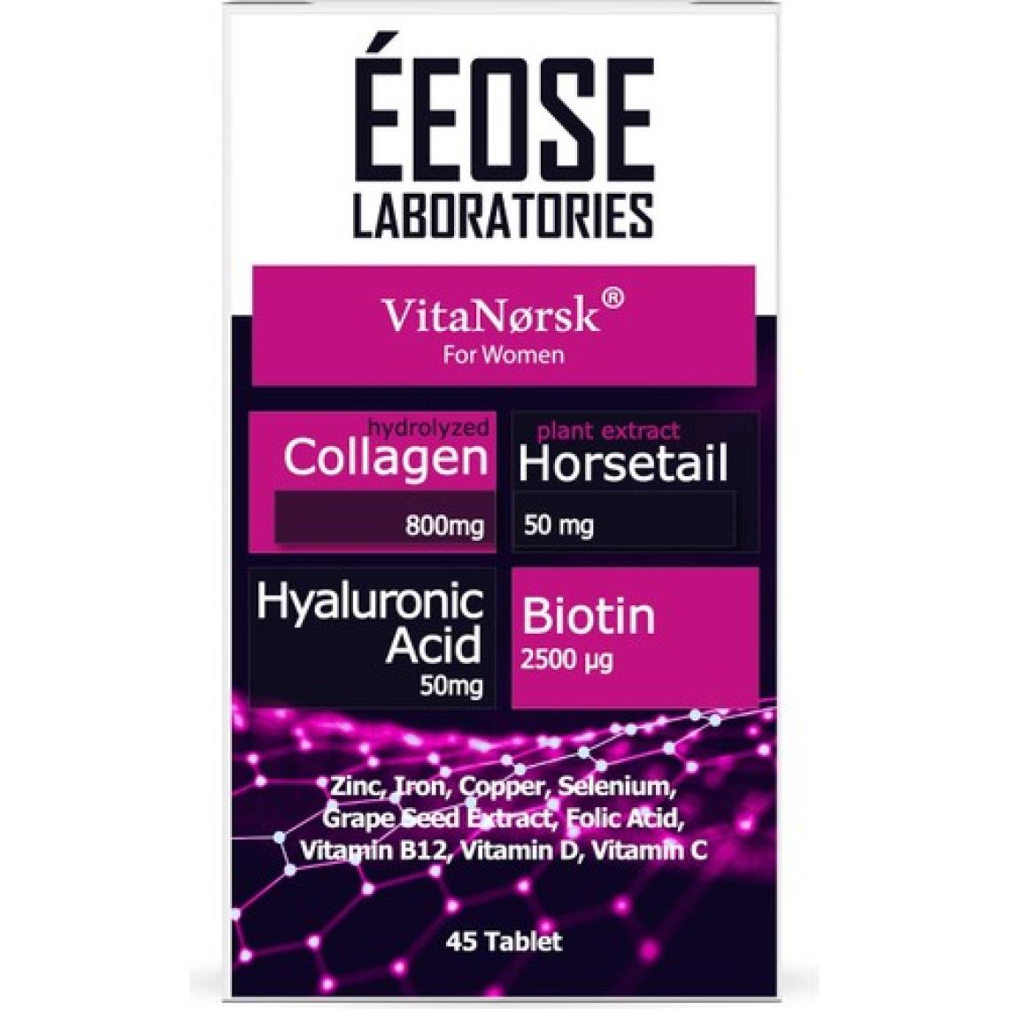 Eeose Collagen Tablet ( Kollajen + Hyaluronik Asit + Atkuyruğu + Biotin + C Vitamini) 45 Tablet