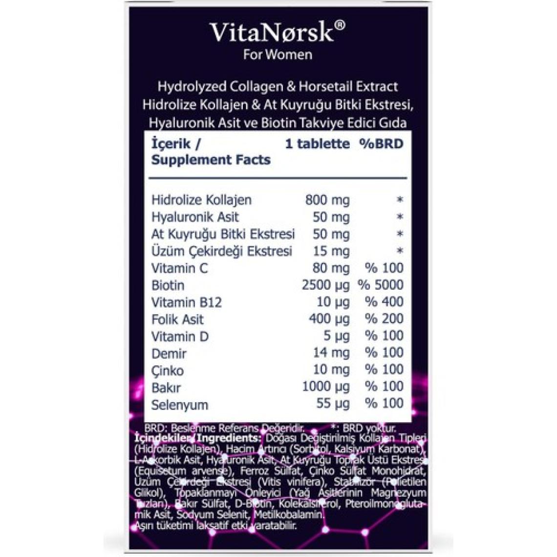 Eeose Collagen Tablet ( Kollajen + Hyaluronik Asit + Atkuyruğu + Biotin + C Vitamini) 45 Tablet