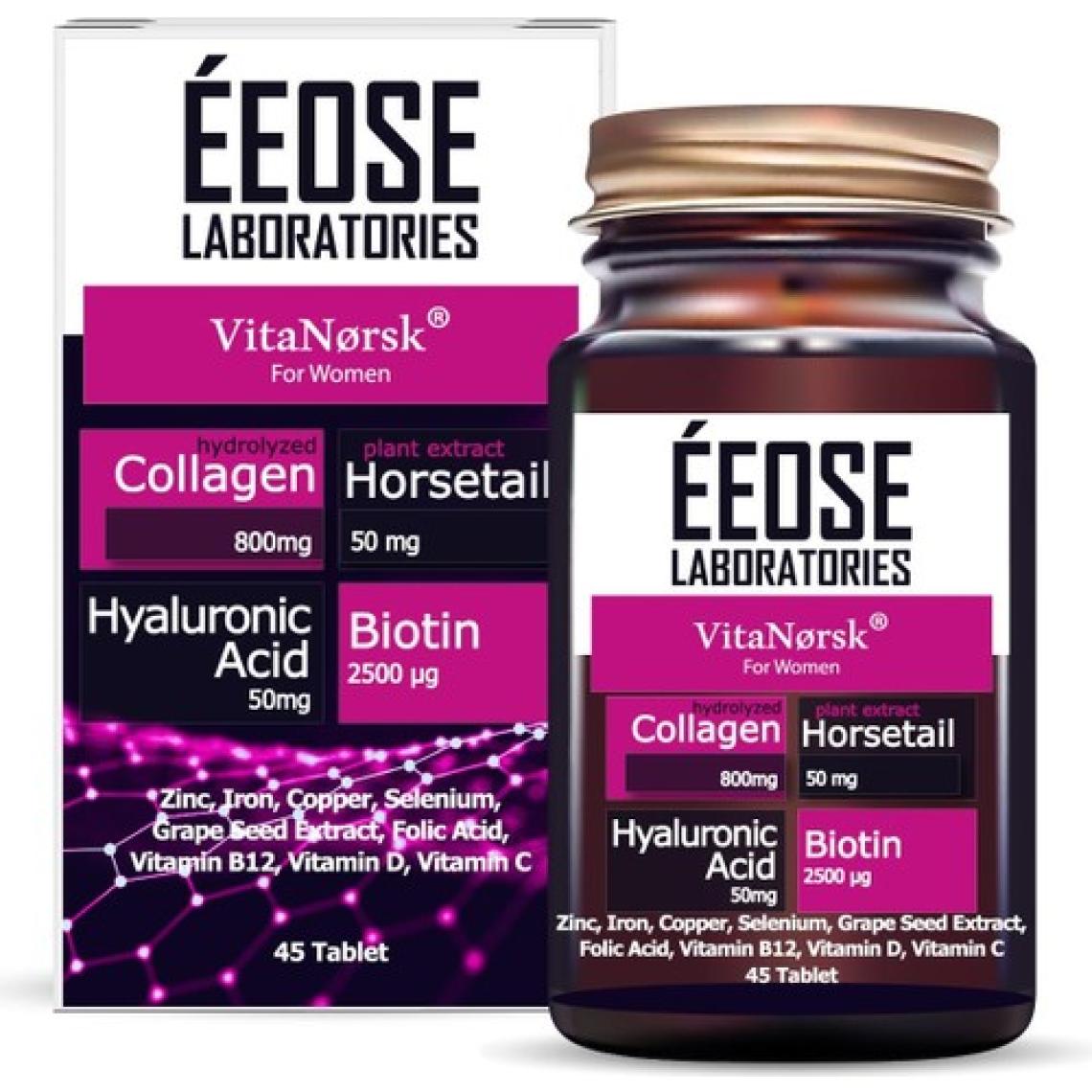 Eeose Collagen Tablet ( Kollajen + Hyaluronik Asit + Atkuyruğu + Biotin + C Vitamini) 45 Tablet