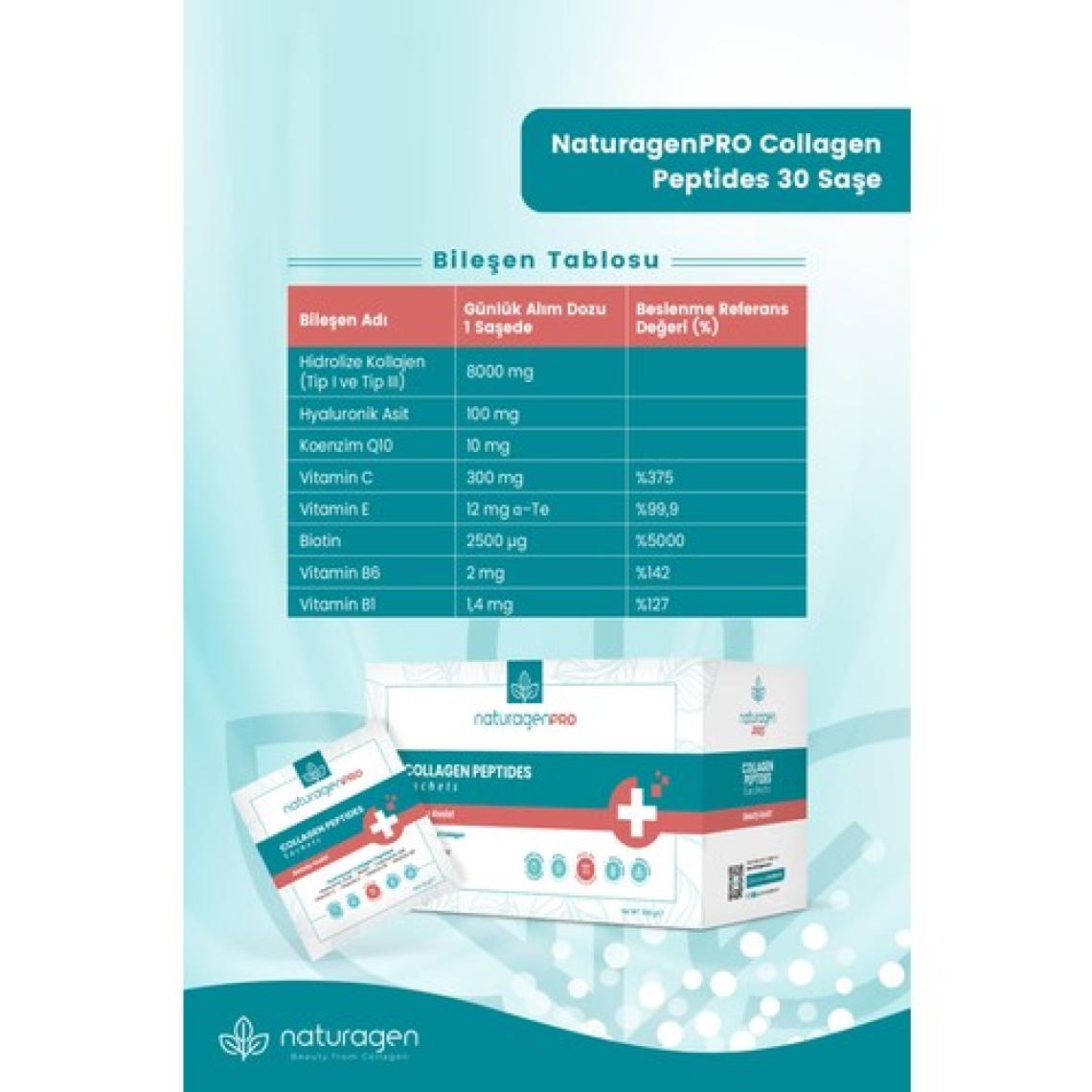 Naturagen Pro Collagen() Beauty 30'lu Saşe Yeşil Elma Aromalı (Tip 1&Tip3 - 8.000 mg Hidrolize )