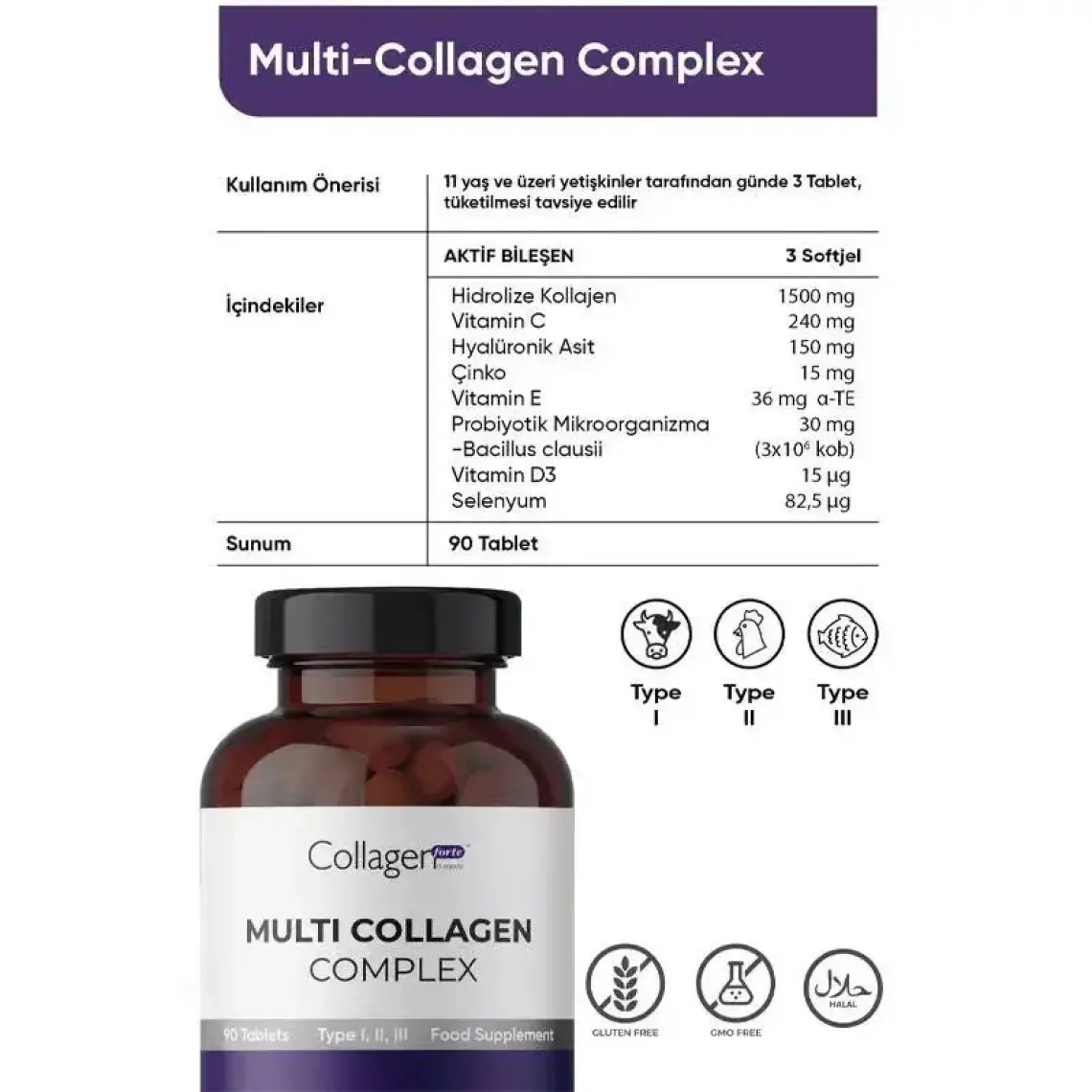 Collagen Forte Platinum Hyaluronic Acid Collagen Complex 1500mg X 90 Tablet
