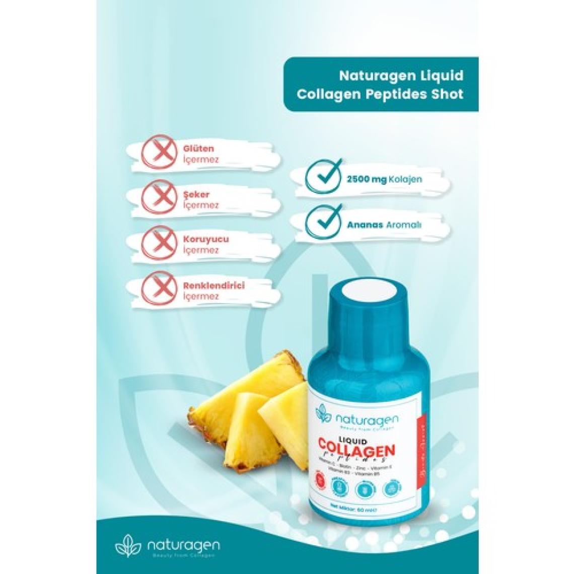 Naturagen  Ananas Aromalı Likit Collagen Shot 60 ml 1 Adet Şişe Tip 1 & Tip3 Hidrolize Sıvı Collagen