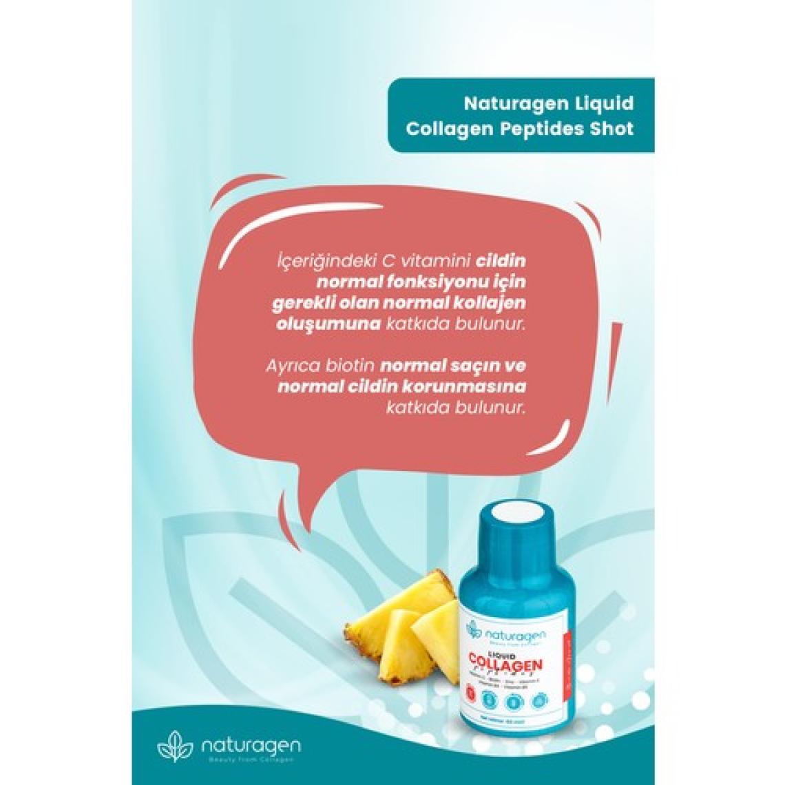 Naturagen  Ananas Aromalı Likit Collagen Shot 60 ml 1 Adet Şişe Tip 1 & Tip3 Hidrolize Sıvı Collagen