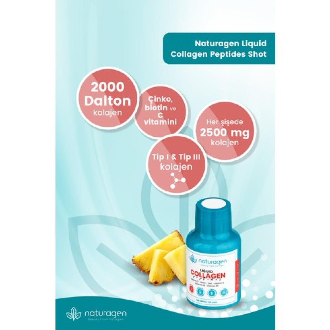 Naturagen  Ananas Aromalı Likit Collagen Shot 60 ml 1 Adet Şişe Tip 1 & Tip3 Hidrolize Sıvı Collagen