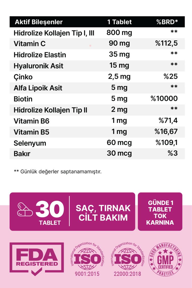 anocin Beauty Mix Collagen Tip I,ıı,ııı +Elastin,biotin,zinc, Vitamin C, Selenyum, Hyaluronic Acid, Kolajen güzellik