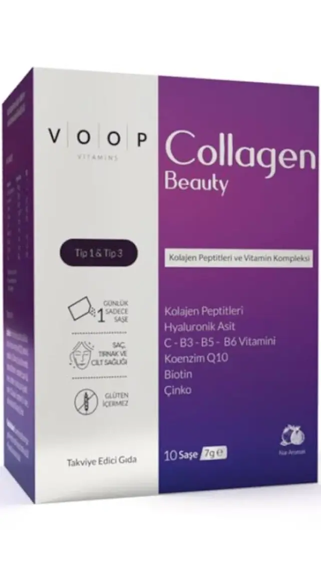 Voop Collagen Beauty Yüksek Biyoaktif Hidrolize Kolajen %100 Saf Ve Doğal - 10 Toz Saşe