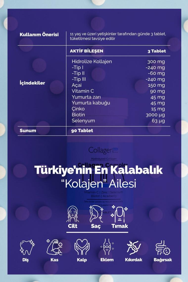 Collagen Forte Platinum 5 Tip Kolajen, Vitamin Ve Mineral Içeren Takviye Gıda 500mg 90 Tablet