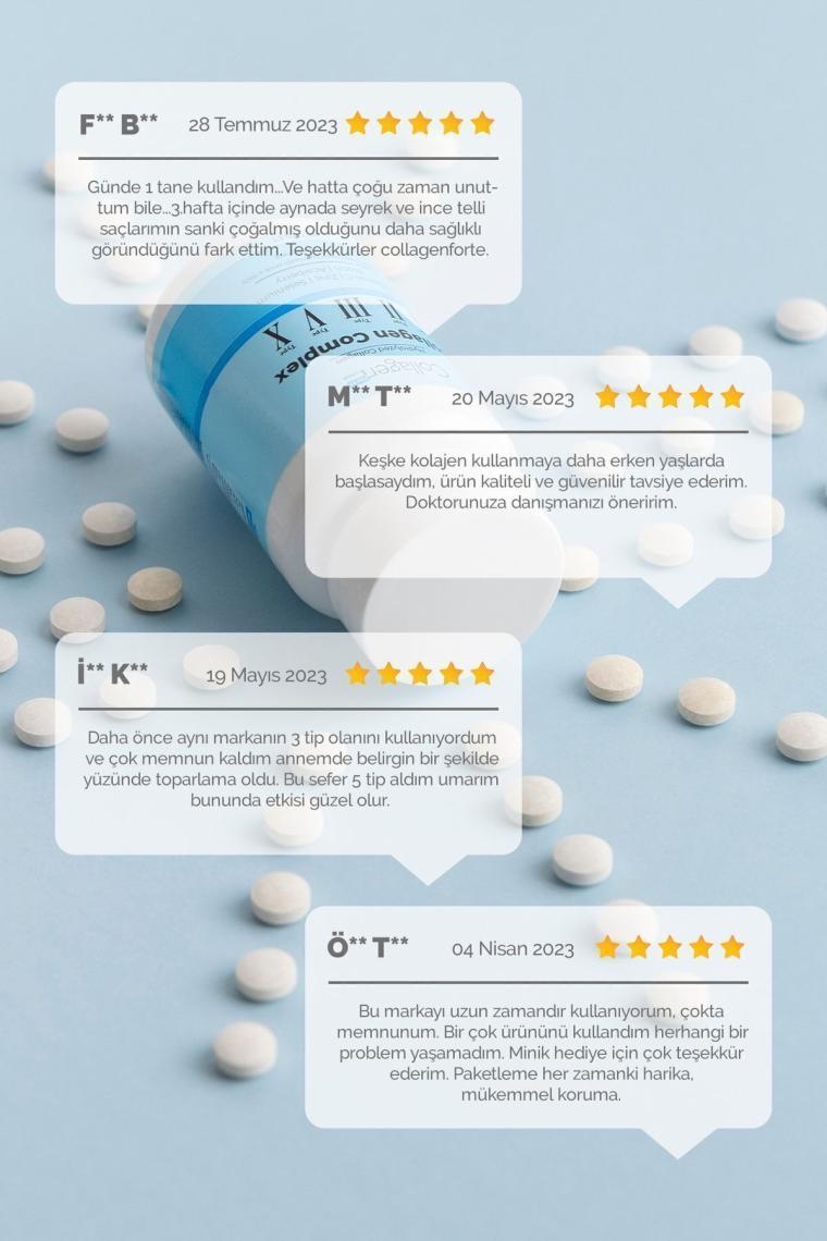 Collagen Forte Platinum 5 Tip Kolajen, Vitamin Ve Mineral Içeren Takviye Gıda 500mg 90 Tablet