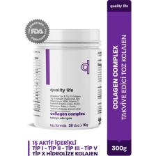 Quality Life Collagen Complex Saf Toz 300 Gr Tip1 Tip2 Tip3 Tip5 Tıp10 Hidrolize Kolajen Peptit Magnezyum Msm Çinko Bakır Selenyum Biotin, Tip 5 Kolajen, Tip 2 Kolajen