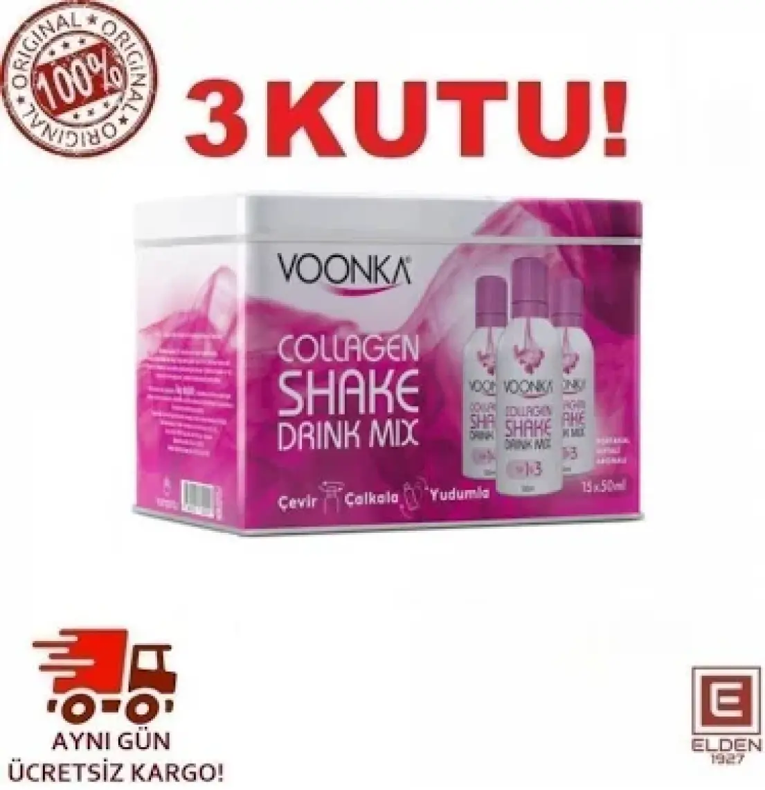 Voonka Beauty Collagen Shake Portakal ve Şeftali 15 x 50 ml