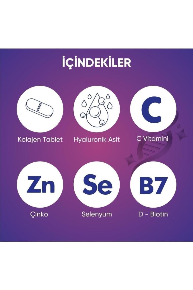 Voop Collagen Beauty Tip 1 Ve Tip 3 | Kolajen Hyaluronic Asit Q10 Biotin Çinko - 30 Tablet