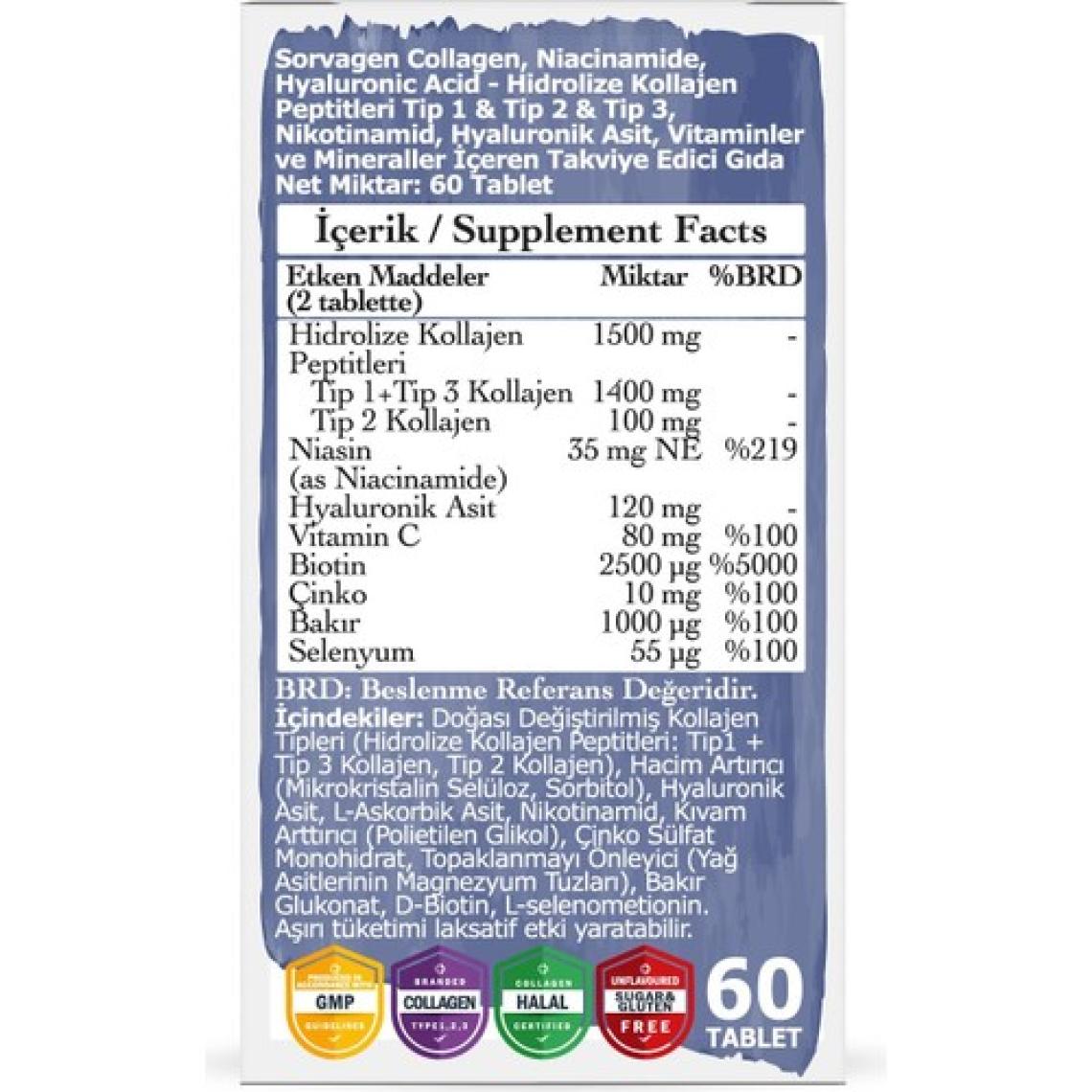 Sorvagen Niacinamide Collagen - Kolajen Hyaluronic Acid Tablet