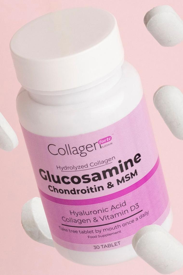 Collagen Forte Platinum Glucosamine, Chondroitin & Msm, Hidrolize Kolajen, Hyalüronik Asit ve Vitamin D3, 1500 mg