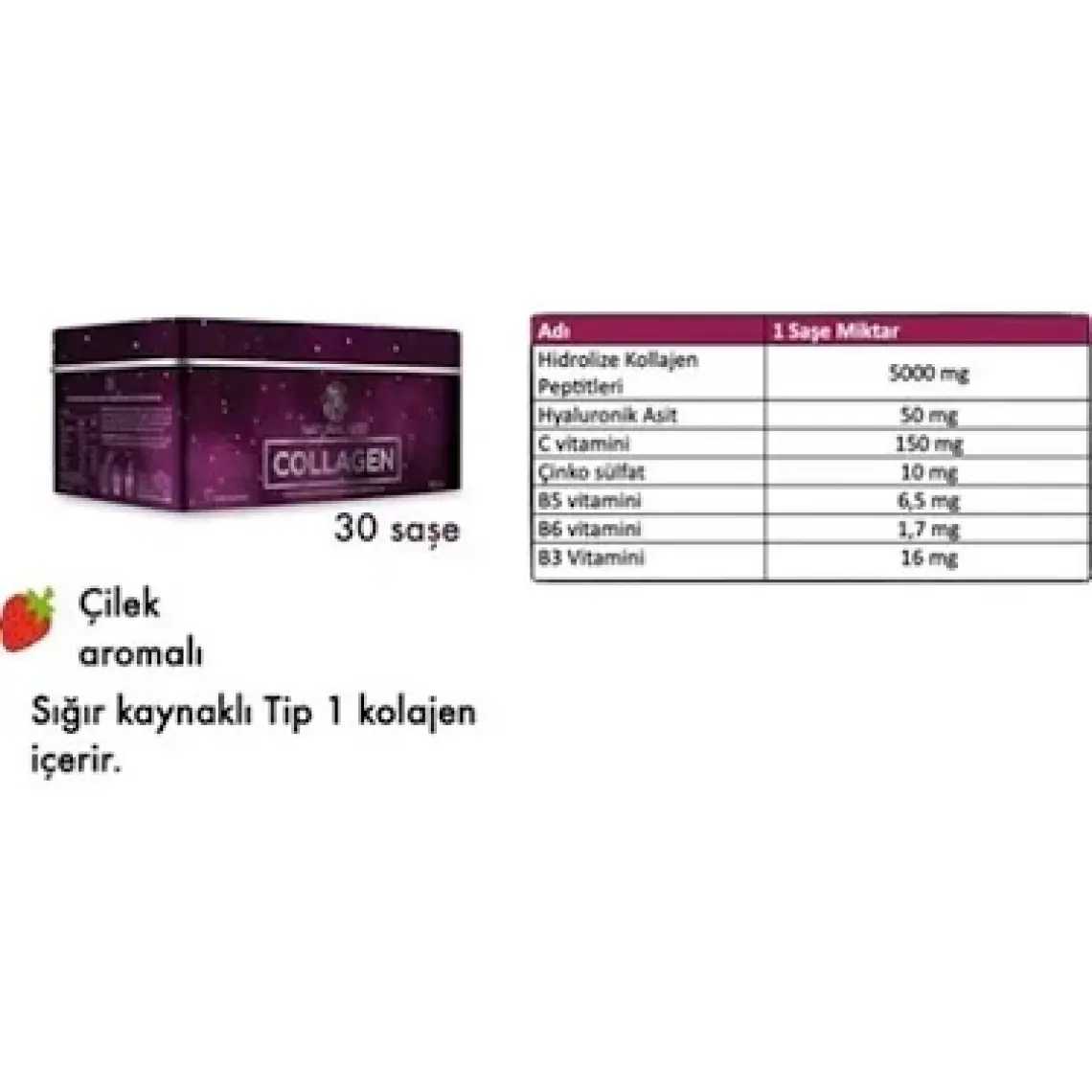 Naturalnest Collagen 30 Saşe Vitamin Kompleks Çilek Aromalı