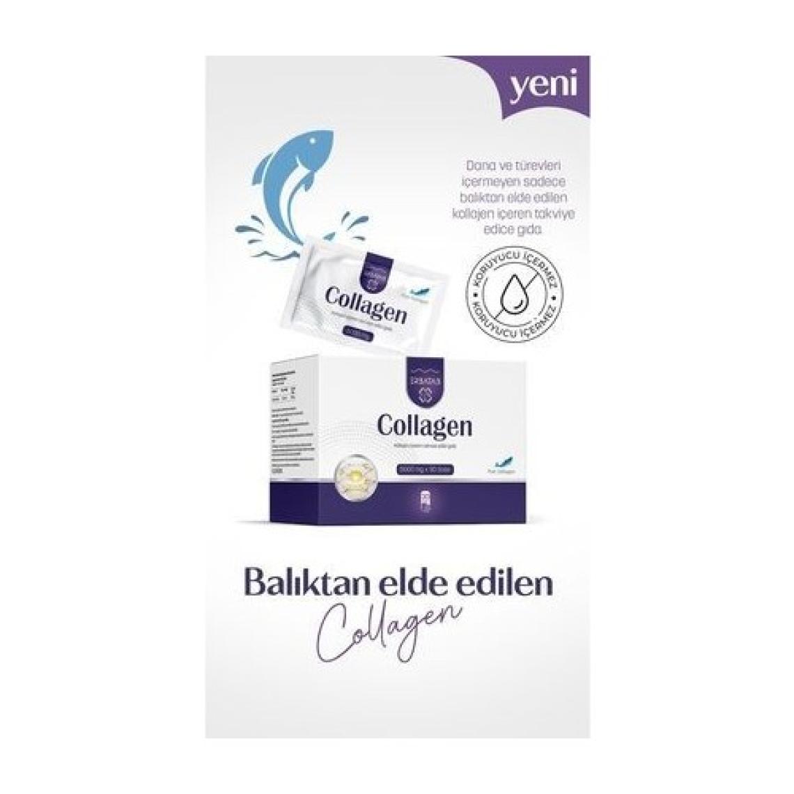 Erbatab Hidrolize Kollajen Takviye Edici Gıda - 30 Saşe, 5000 mg Balık Kaynaklı Tip 1 ve Tip 3 Kollajen, Türkiye Menşeli