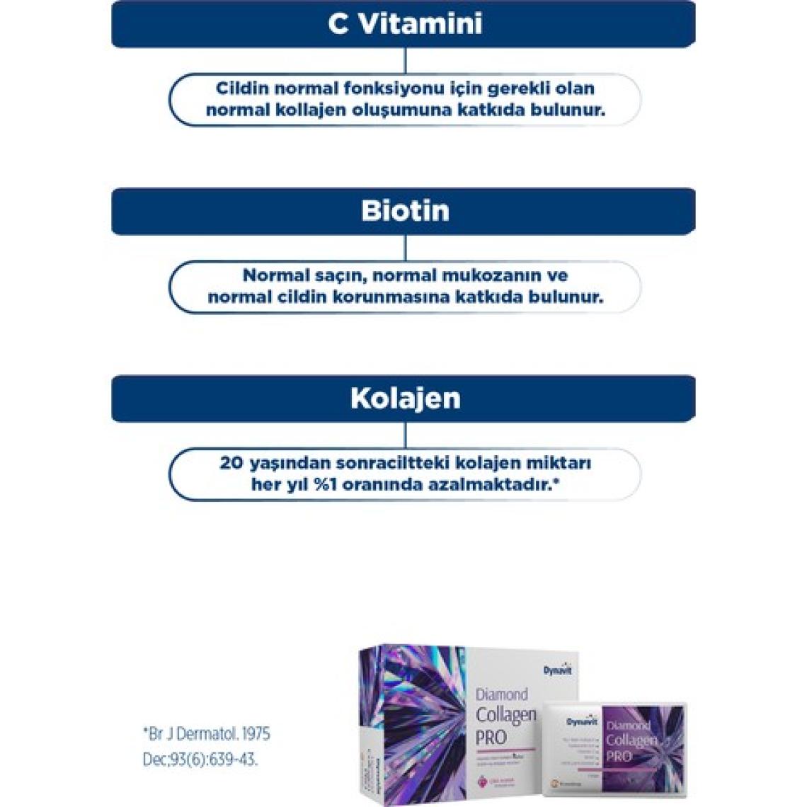 Dynavıt Diamond Collagen PRO 30 Saşe - Hidrolize Peptit Tip 1 Balık Kolajeni, Hyaluronik Asit, Biotin