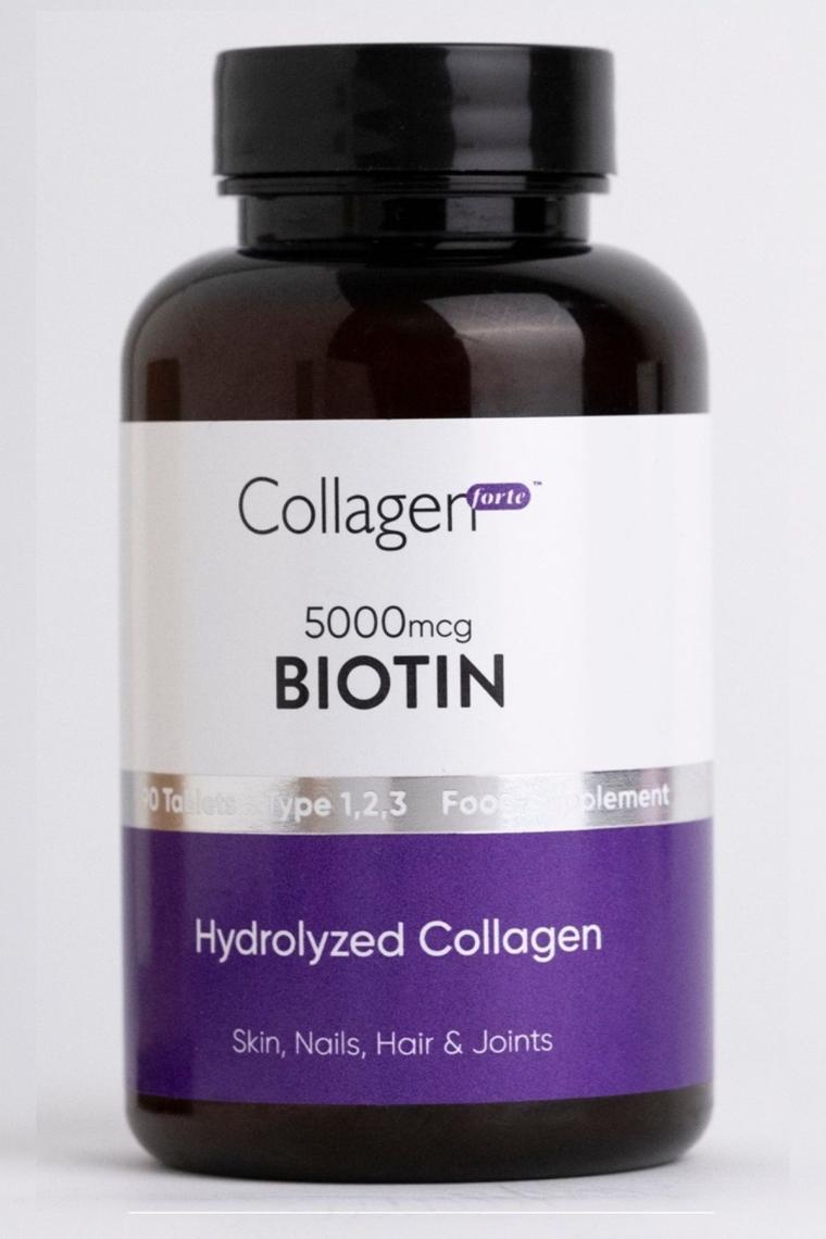 Collagen Forte Platinum Biotin 5000MCG & Kolajen 1500MG x 90 Tablet, Saç Vitamini Güçlendirici Gıda Takviyesi