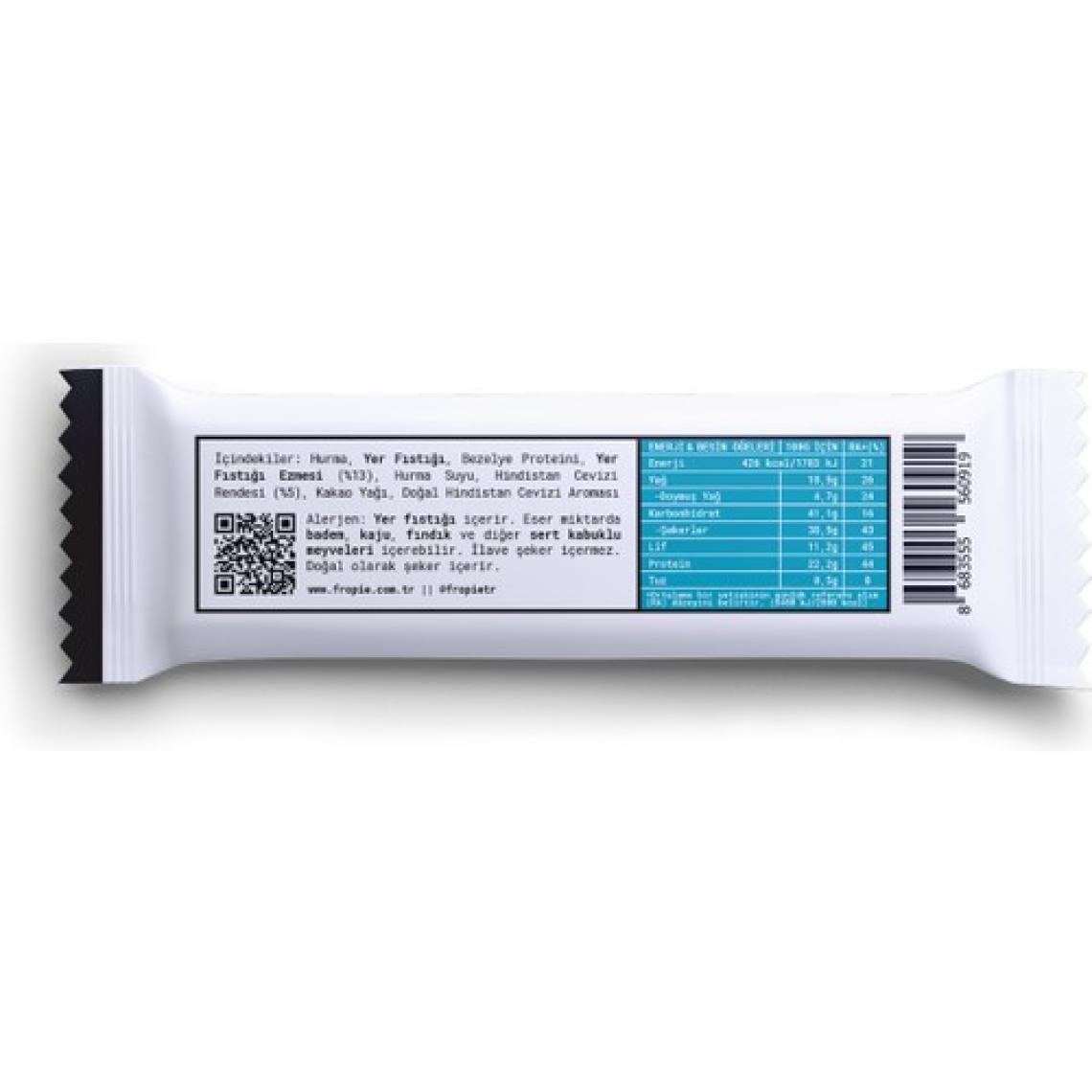 Fropie Vegan High Protein Bar -  Yer Fıstığı Ezmeli & Hindistan Cevizli 40GR X12