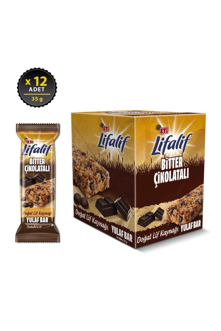 Lifalif Bitter Çikolatalı Yulaf Bar 35 g x 12 Adet