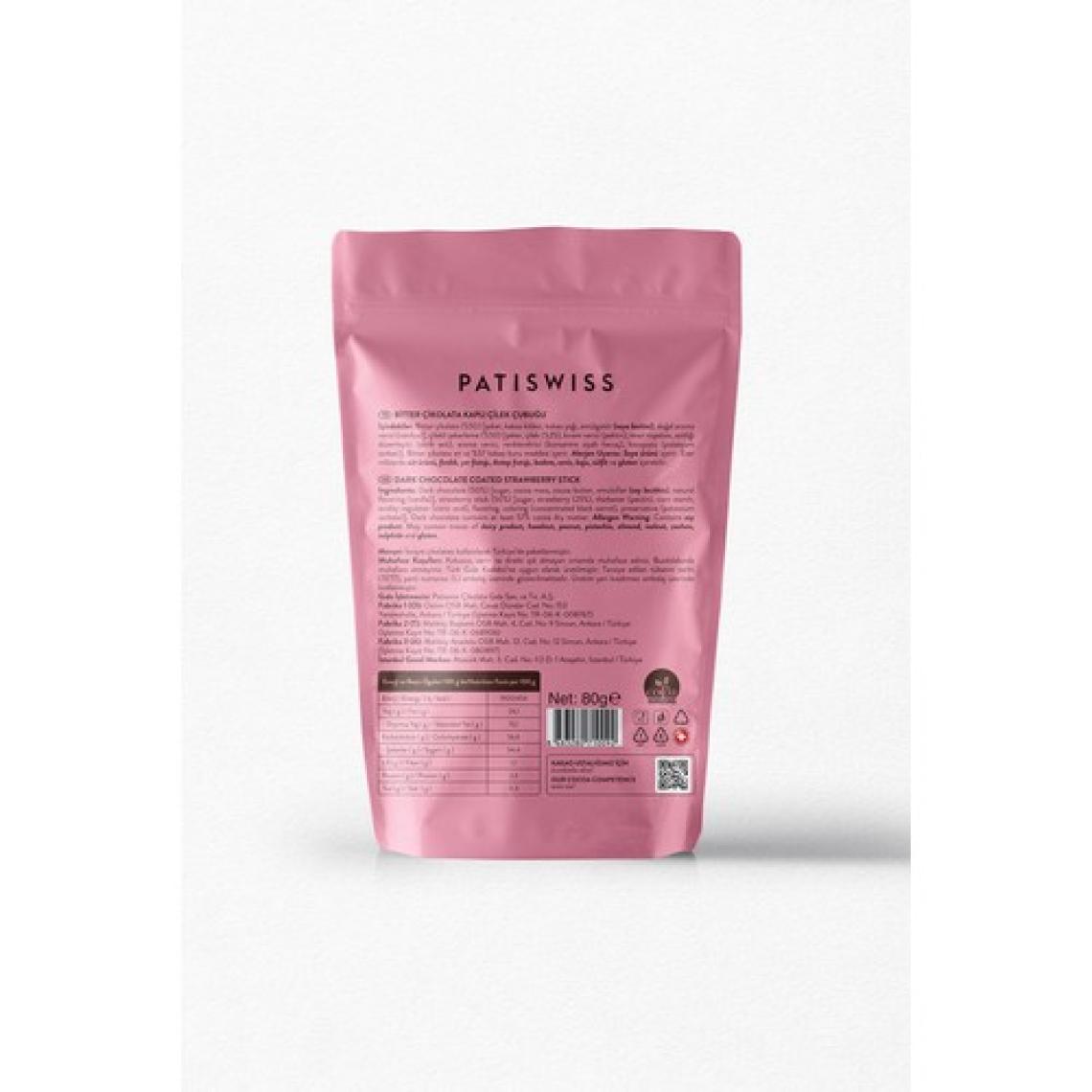 Patiswiss Bitter Çikolatalı Çilek Çubukları 80g