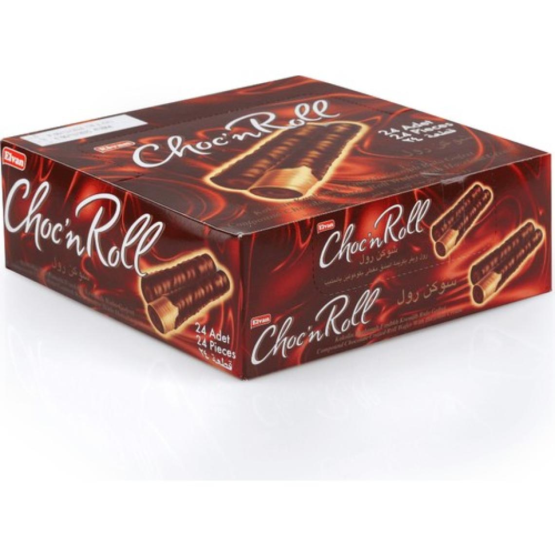 Elvan Choc N Roll Kakao Kaplamalı Fındık Kremalı Roll Gofret 18 Gr. 24 Adet (1 Kutu)