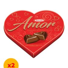 Tayaş Amor Fındık Aromalı Krema Festival Kalp Çikolata Pvc Kutu 100 gr x 2 Kutulu