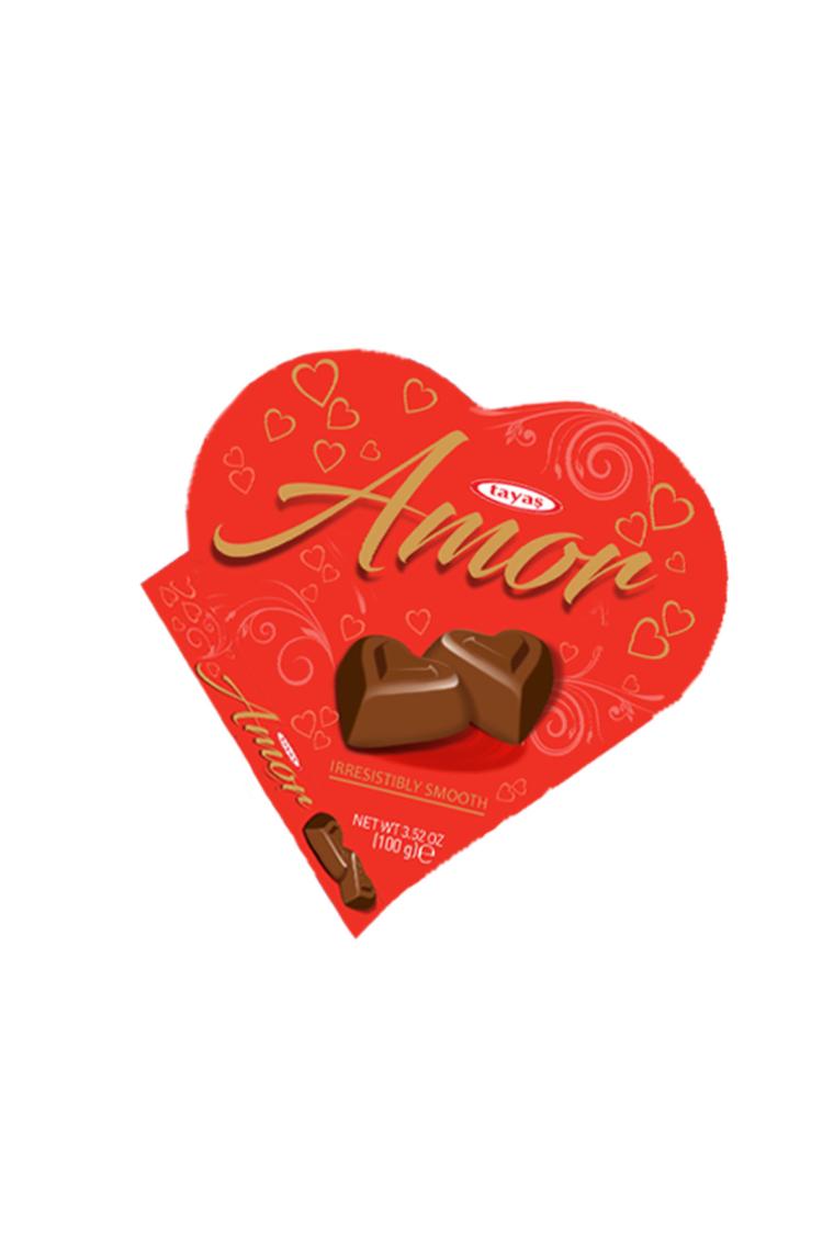 Tayaş Amor Fındık Aromalı Krema Festival Kalp Çikolata Pvc Kutu 100 gr x 2 Kutulu