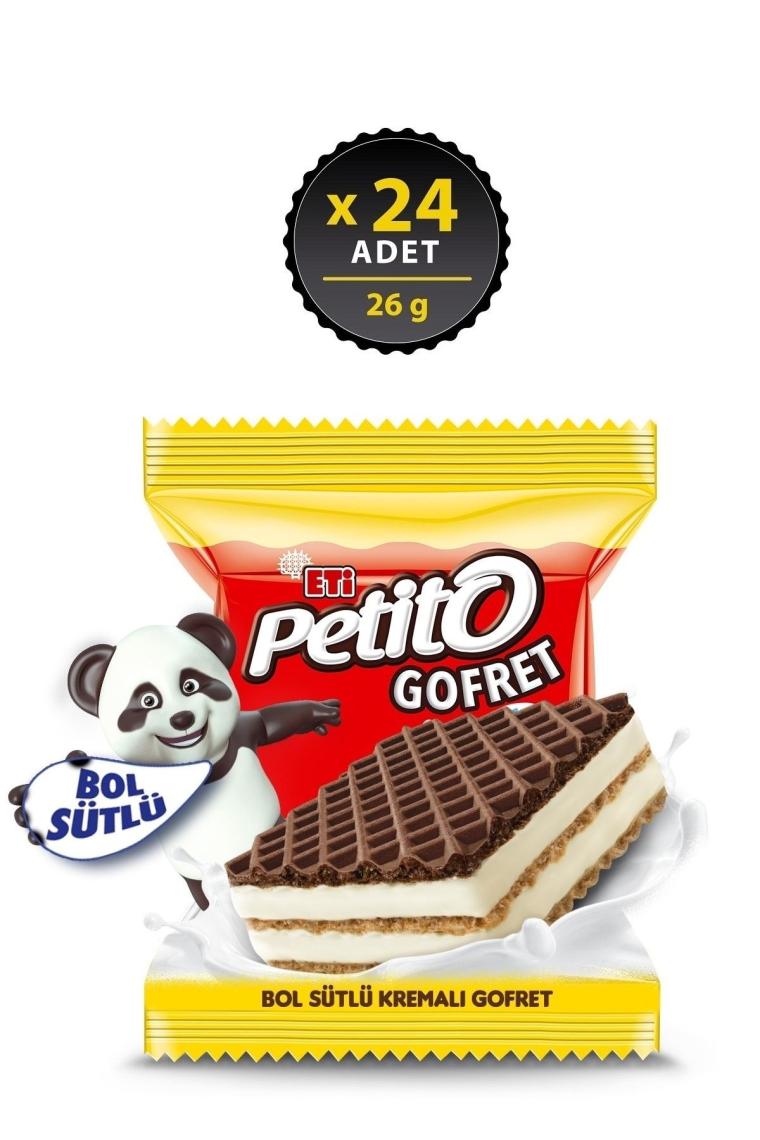 Petito Bol Sütlü KremalI Sade Kakaolu Gofret 26 g x 24 Adet