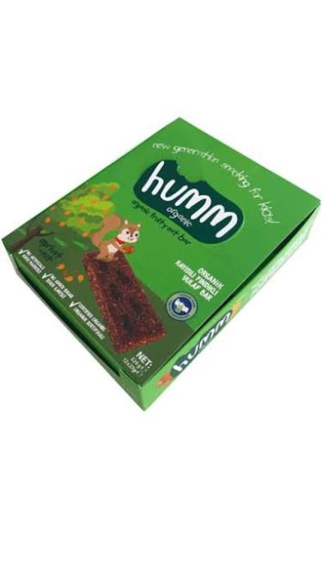 Humm Organic - Organik Vegan Kayısılı ve Fındıklı Yulaf Bar Atıştırmalık Paketi - 12 Adet
