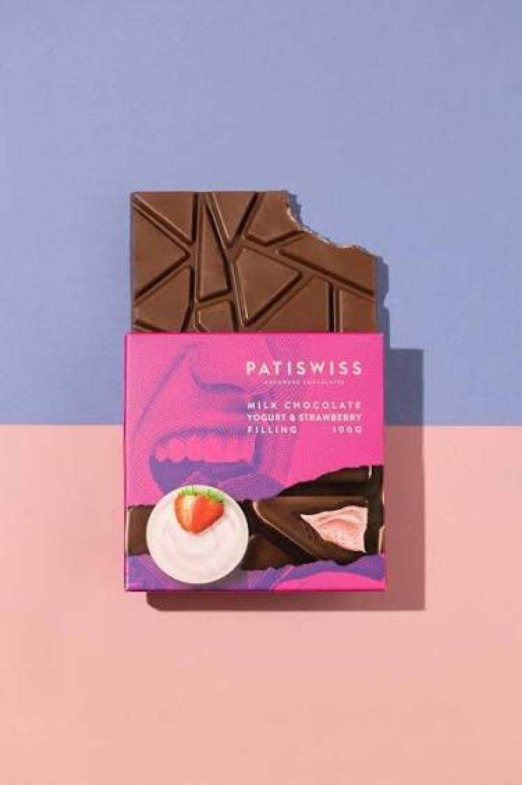 Patiswiss Guilty Çilekli Yoğurt Dolgulu Sütlü Tablet Çikolata 100 gr