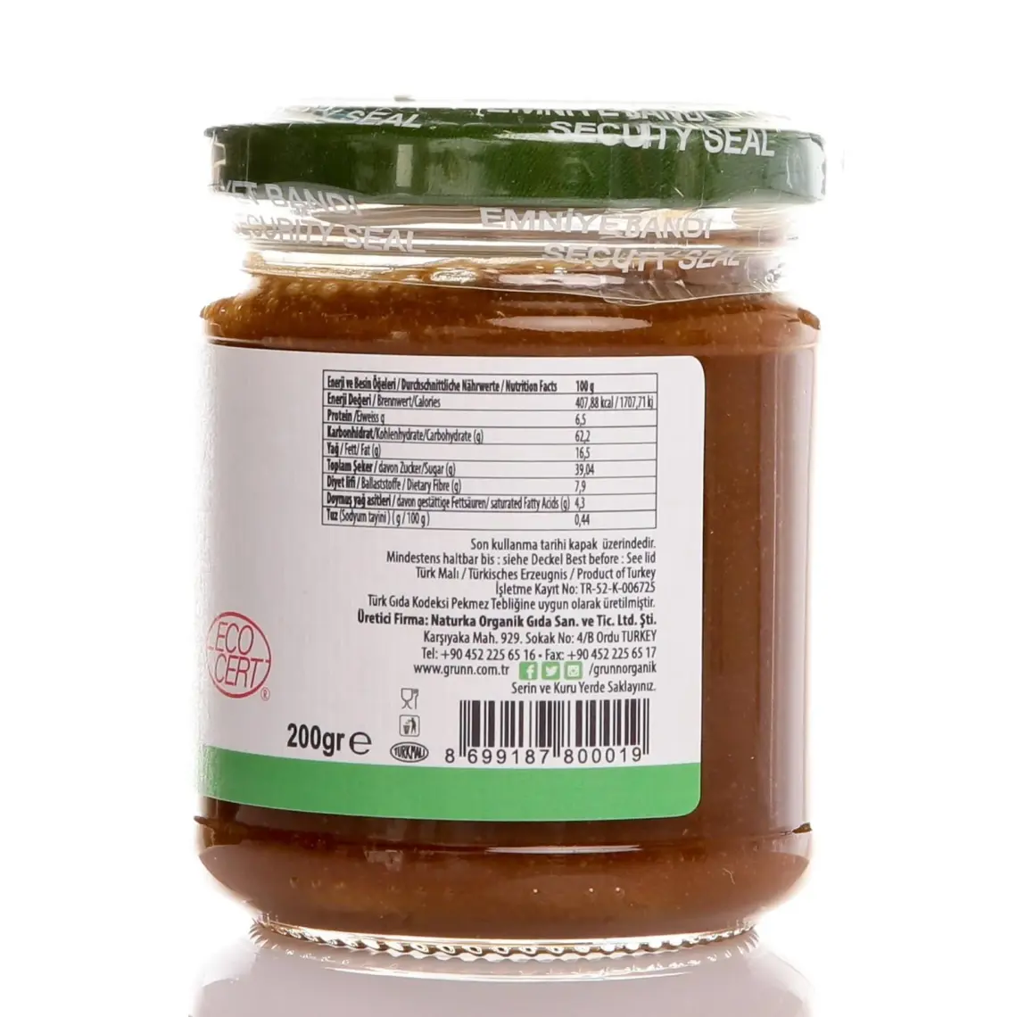 Grünn Organik Pekmezli Fındıklı Krema 200 gr