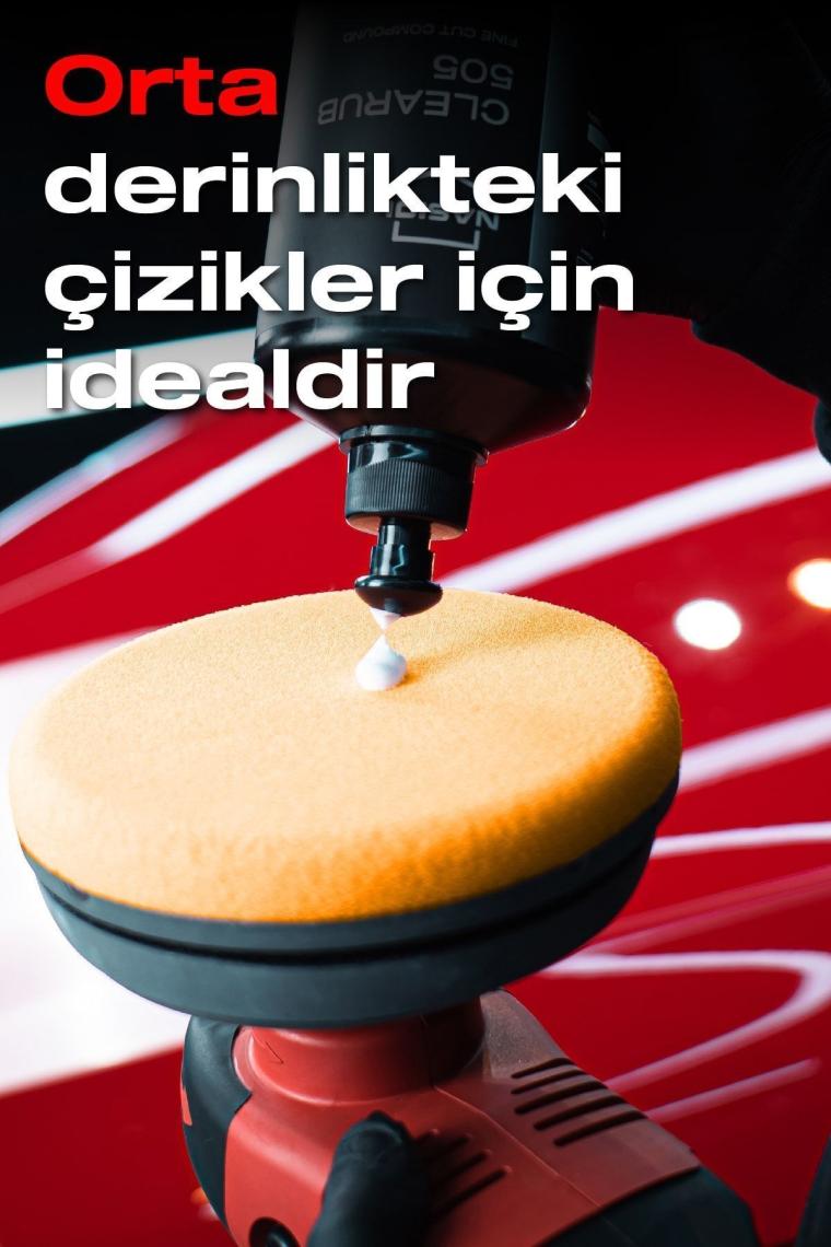 Nasiol Özel Hava Kanallı Polisaj Süngeri/Pedi-Orta Çizik Giderici-150mm-Turuncu-Araç Pasta Cila Pedi