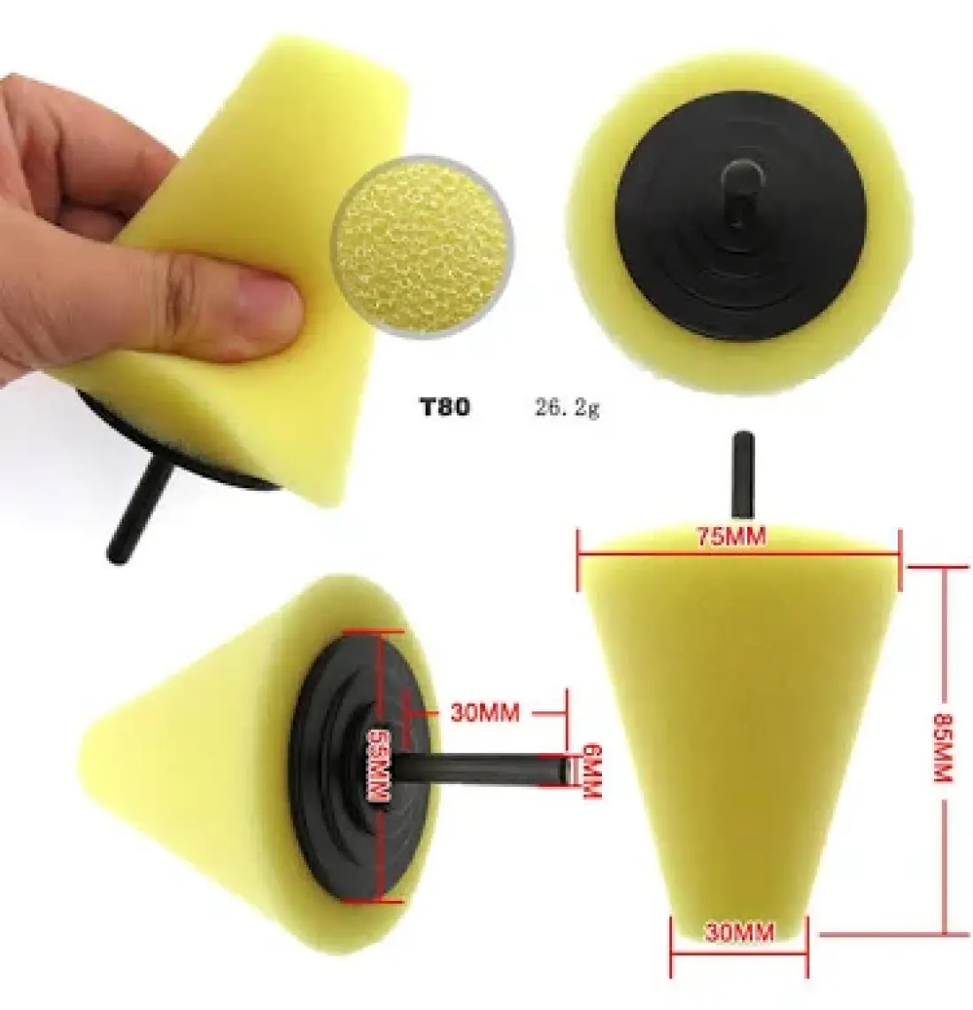 Badem10 Oto Araç Araba Jant Pasta Cila Çizik Giderici Yün Polisaj Süngeri Pedi 115 Mm Parlatma 14 Parça Seti