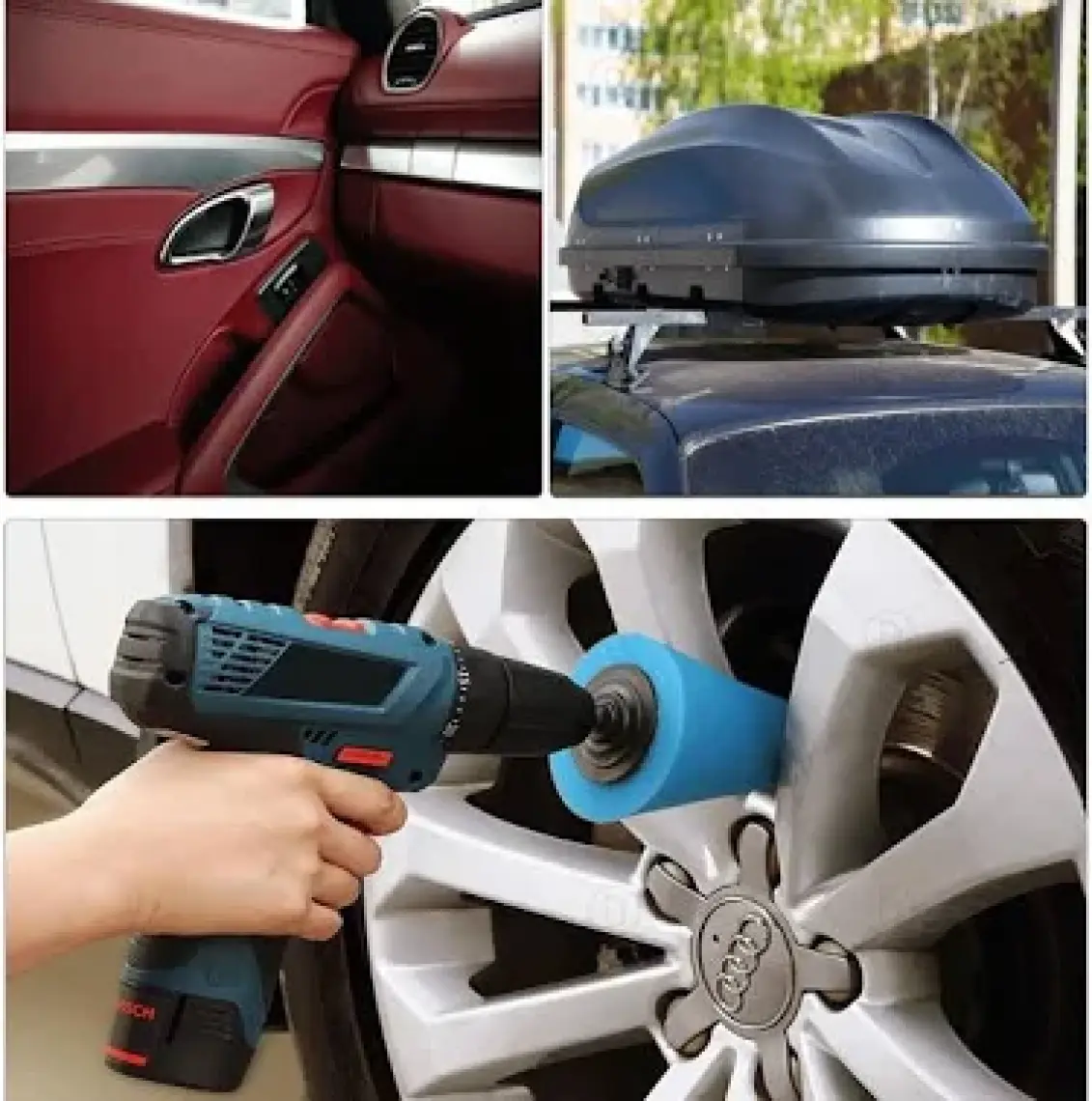 Badem10 Oto Araç Araba Jant Pasta Cila Çizik Giderici Yün Polisaj Süngeri Pedi 115 Mm Parlatma 14 Parça Seti
