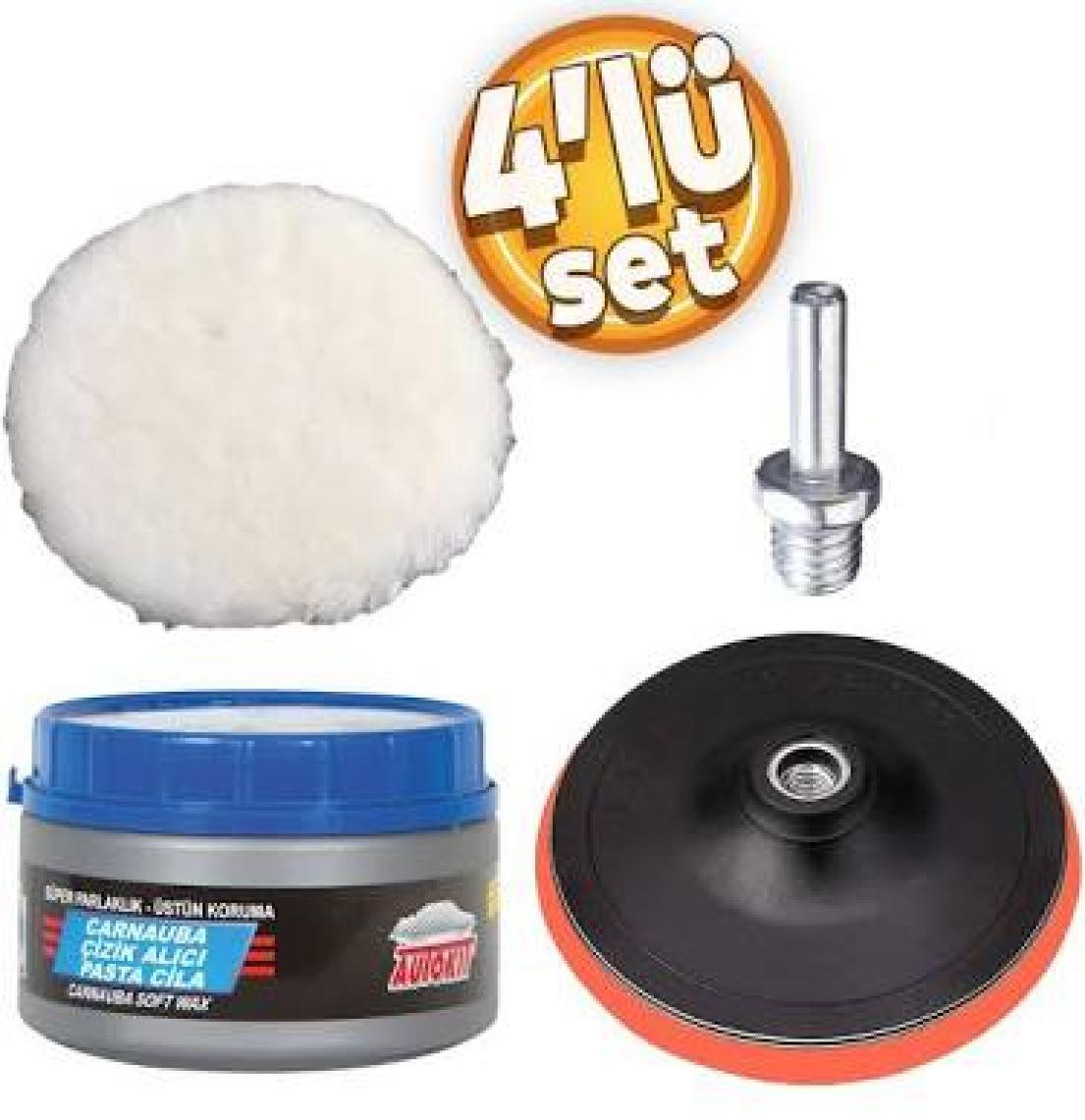 Badem10 Araba Araç Oto Pasta Cila Çizik Giderici Polisaj Yünü Pedi Keçesi Süngeri 115 Mm Cırt Taban Matkap 4'lü Set