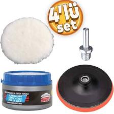 Badem10 Araba Araç Oto Pasta Cila Çizik Giderici Polisaj Yünü Pedi Keçesi Süngeri 115 Mm Cırt Taban Matkap 4'lü Set