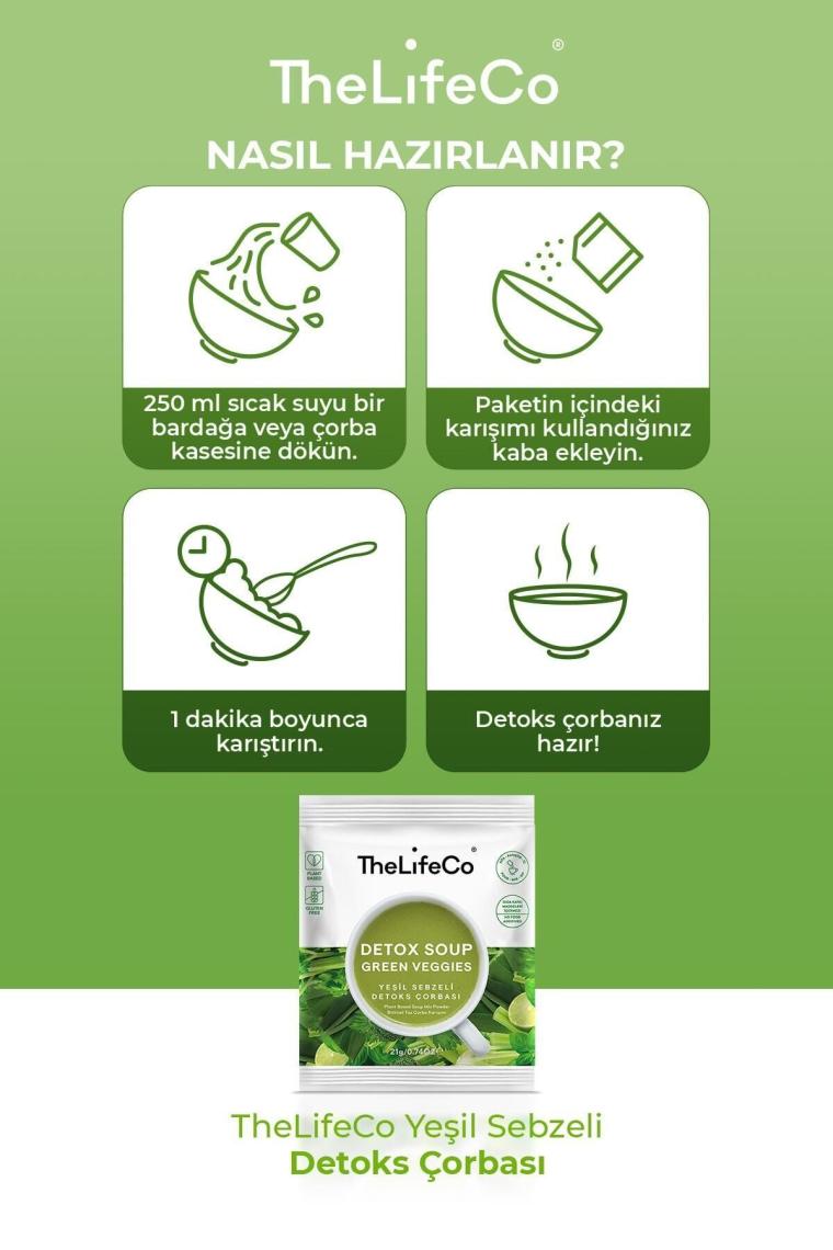 Katkısız Yeşil Sebzeli Detoks Çorbası Karışımı 21 G - 12’li Kutu (DÜŞÜK KALORİLİ, VEGAN, GLUTENSİZ)