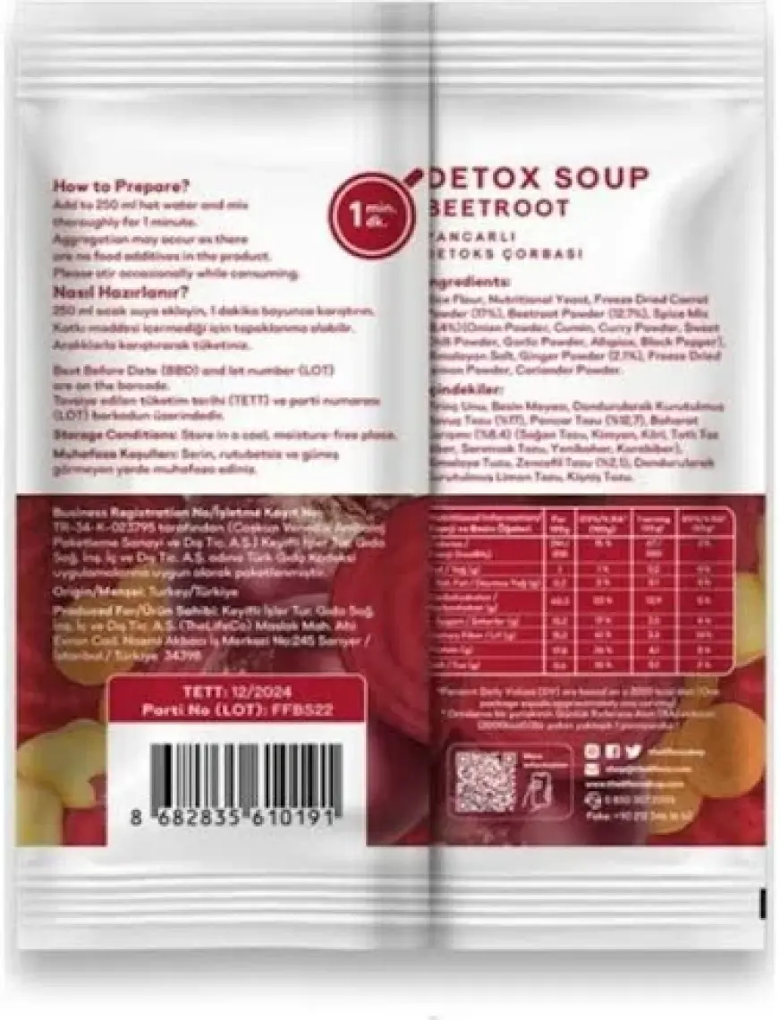 TheLifeCo Pancarlı Detoks Çorbası 23 gr 12’li (glutensiz, vegan)
