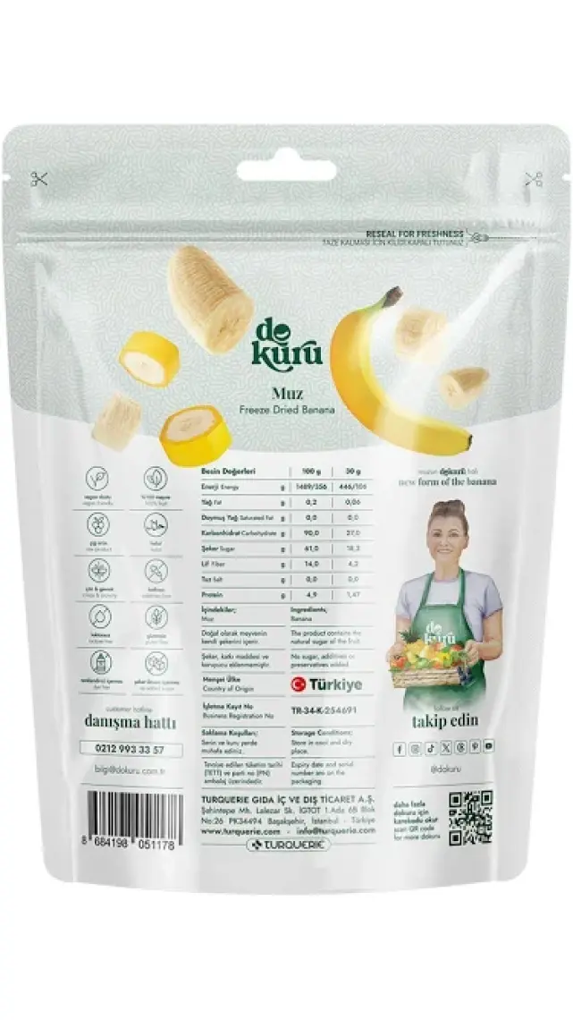 Muz Kuru Meyve Cipsi - Dondurularak Kurutulmuş Freeze Dried Çıtır Muz