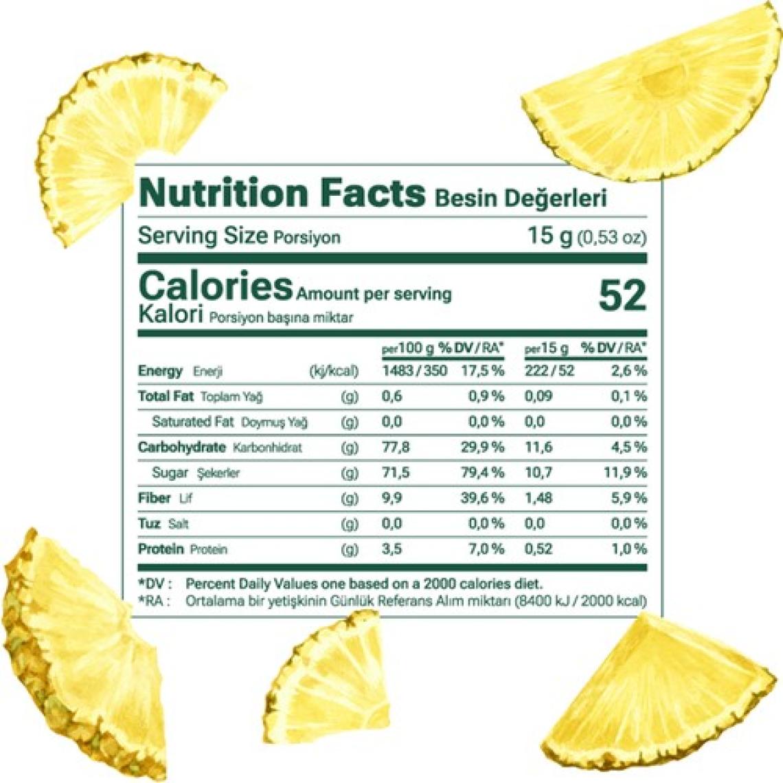 Dokuru Ananas Kuru Meyve Cipsi - Dondurularak Kurutulmuş Freeze Dried Çıtır Ananas