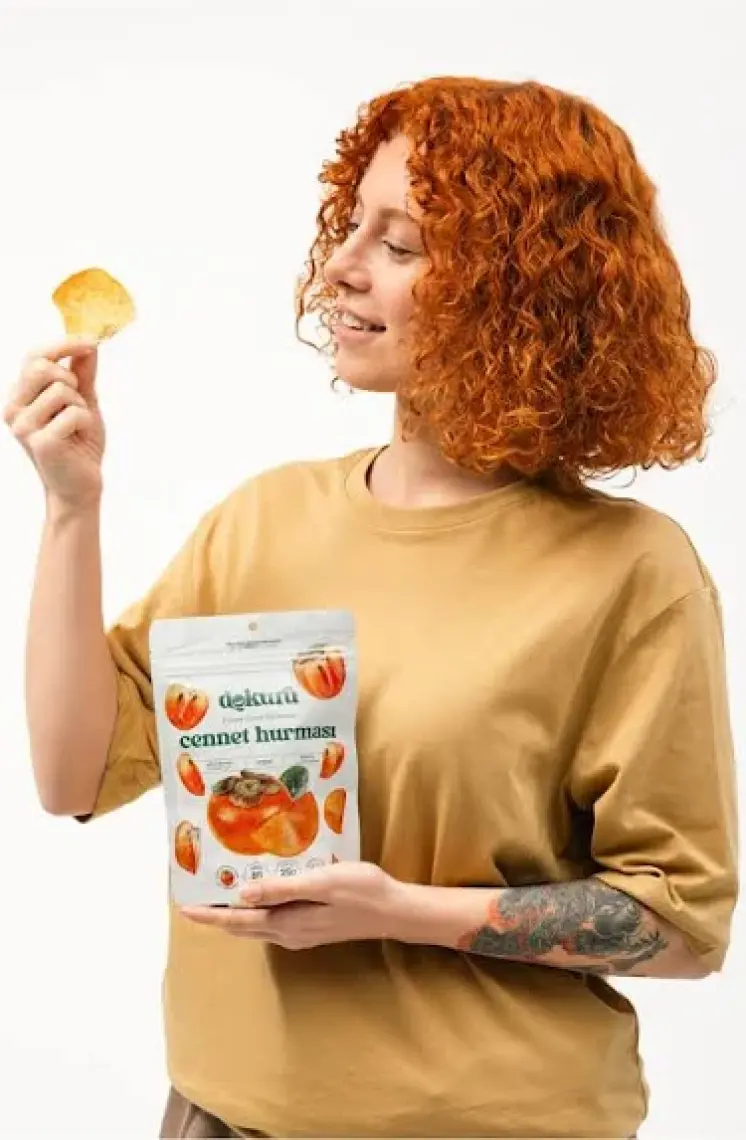 Dokuru Cennet Hurması Kuru Meyve Cipsi - Dondurularak Kurutulmuş Freeze Dried Çıtır Trabzon Hurması