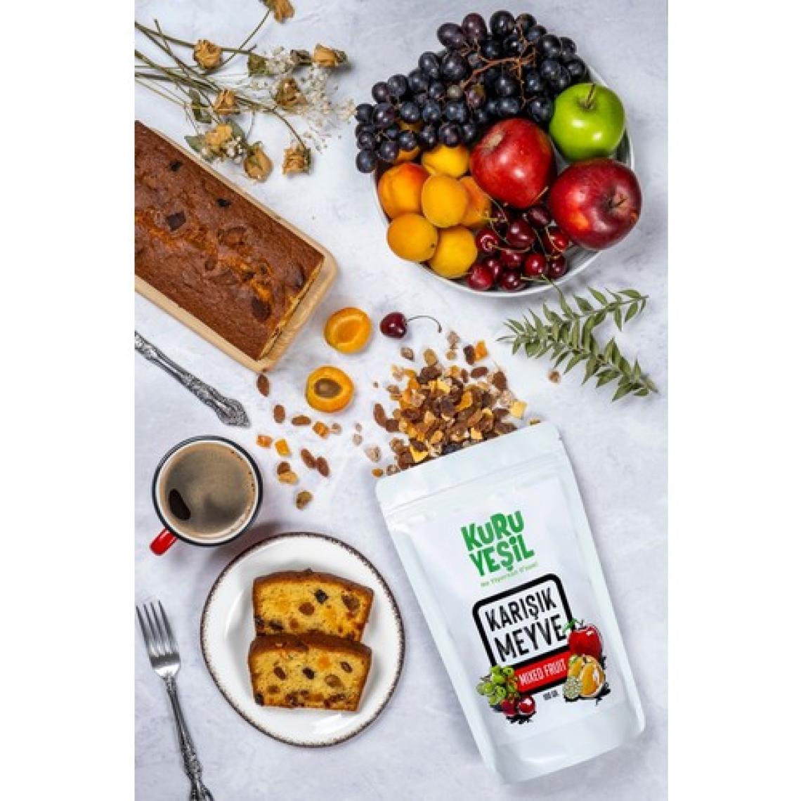 Kuru Yeşil Dried Fruit - Karışık Meyve Kurusu - Dried Fig - Dried Apricot - Apple - Cherry - Mulberry - 100gr