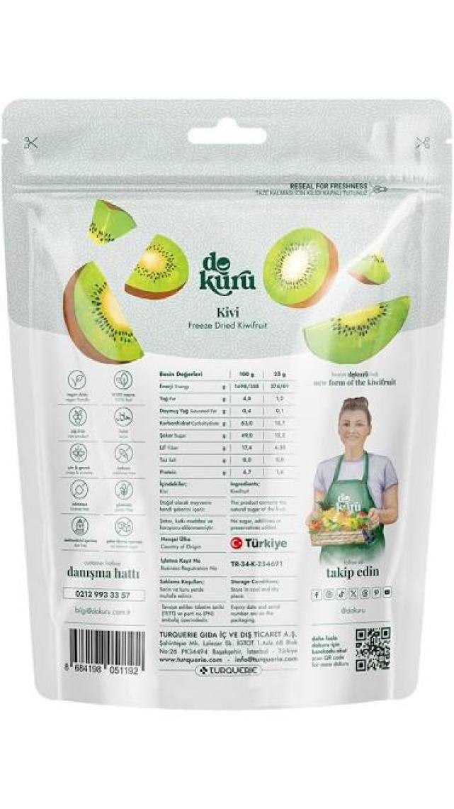 Dokuru Kivi Kuru Meyve Cipsi - Dondurularak Kurutulmuş Freeze Dried Çıtır Kivi