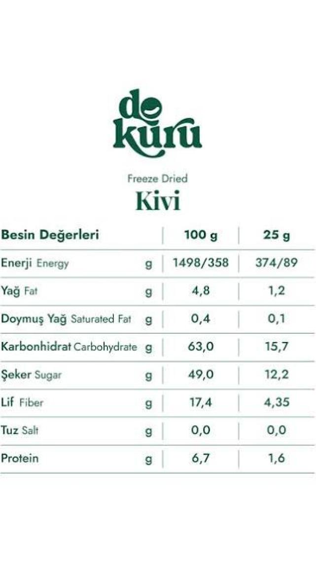 Dokuru Kivi Kuru Meyve Cipsi - Dondurularak Kurutulmuş Freeze Dried Çıtır Kivi