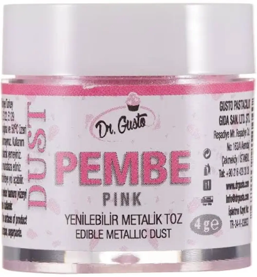 Dr Gusto Yenilebilir Metalik Toz Boya Pembe 4 Gr