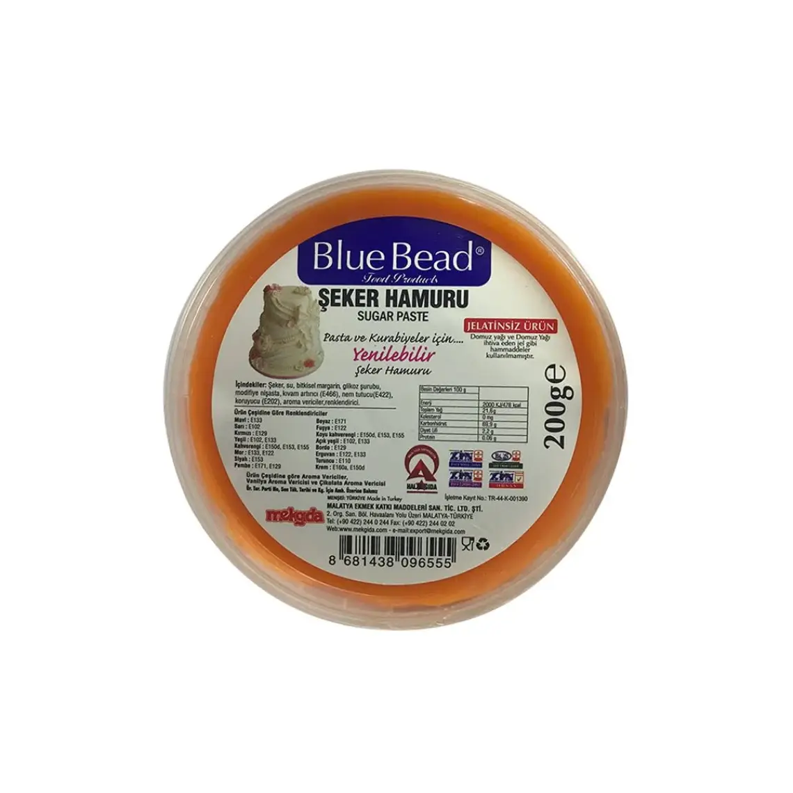 Blue Bead Turuncu Şeker Hamuru 200 GR