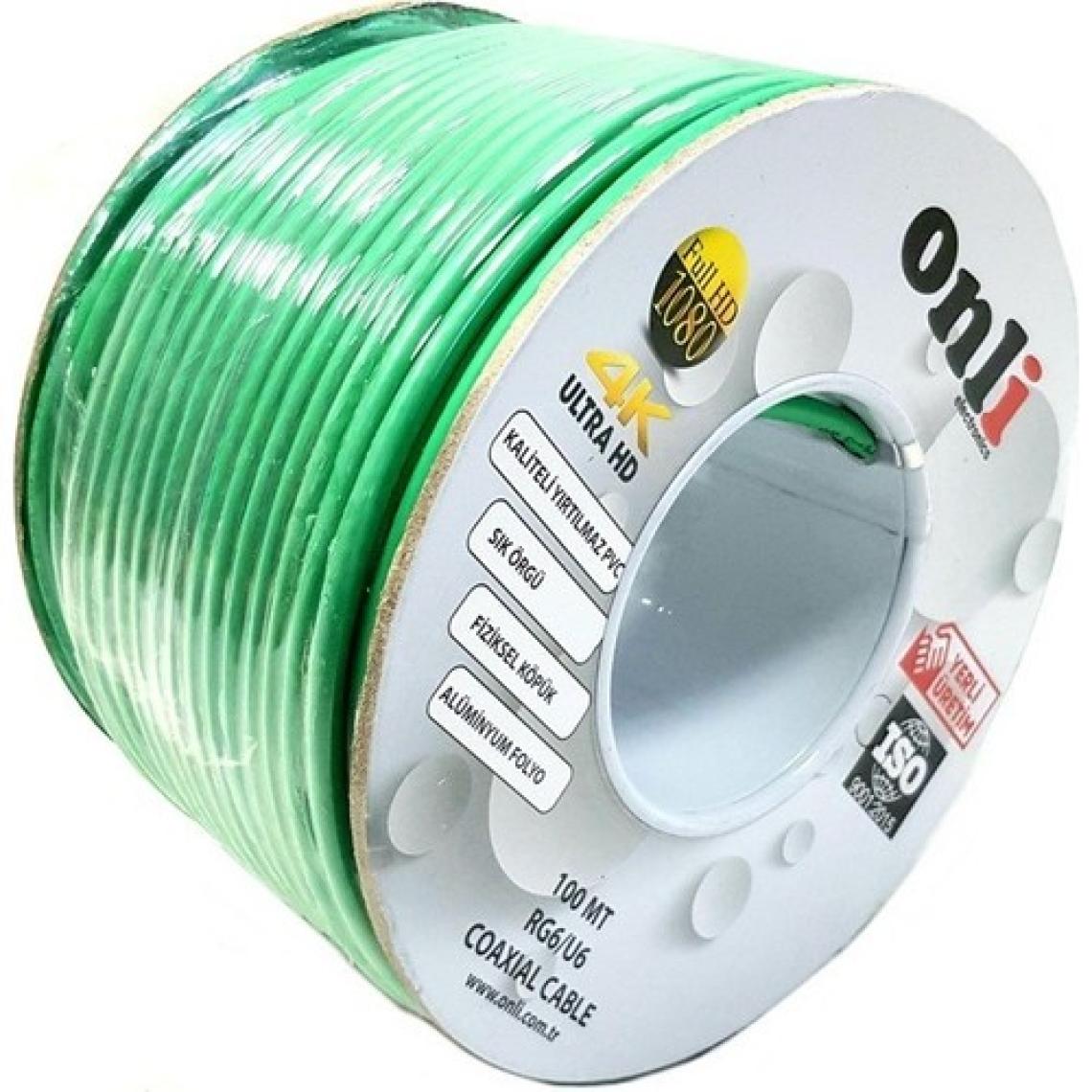 Antenci Onli RG6U6 Yeşil Anten Kablosu 80TEL 100 mt