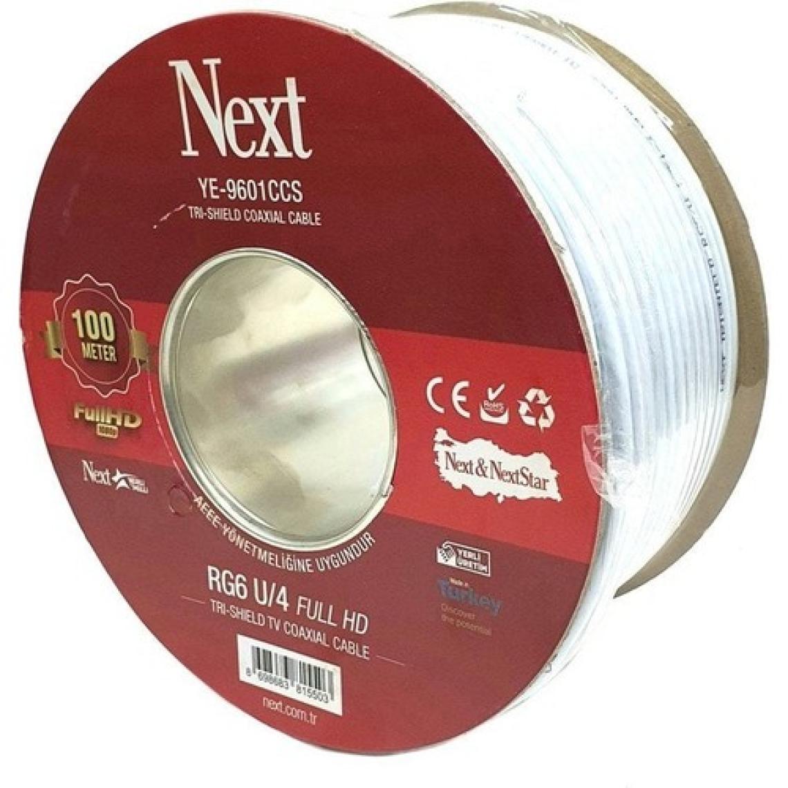 Next YE-9601 Rg6-U4 Hd Trishield Anten Kablosu 100METRE