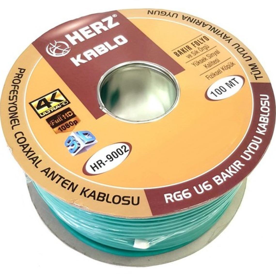 Herz Rg6U6 Uydu Anten Kablosu 100Metre Yeşil